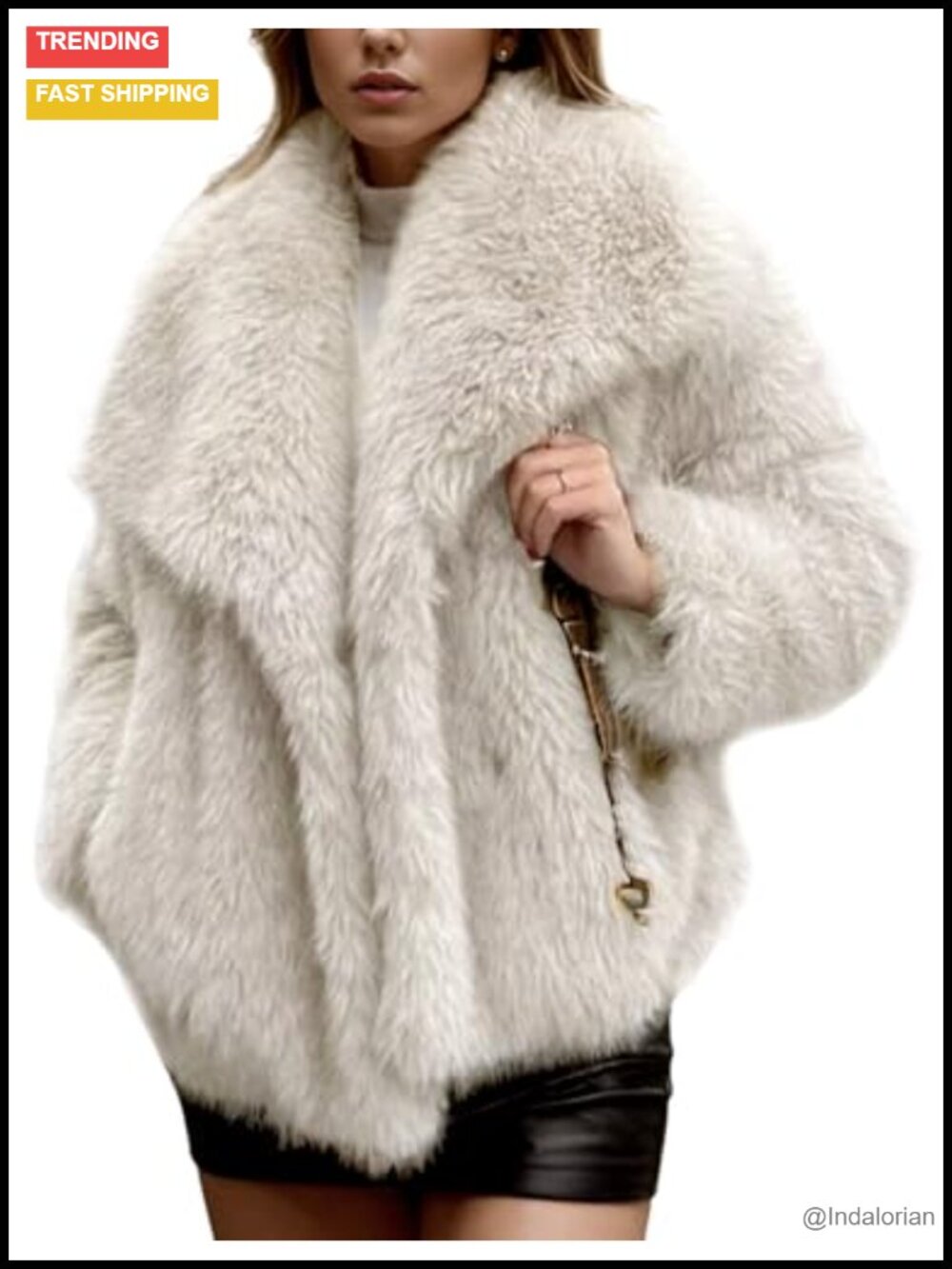 Womens Faux Fur Coat Winter Warm Fluffy Fur Jacket